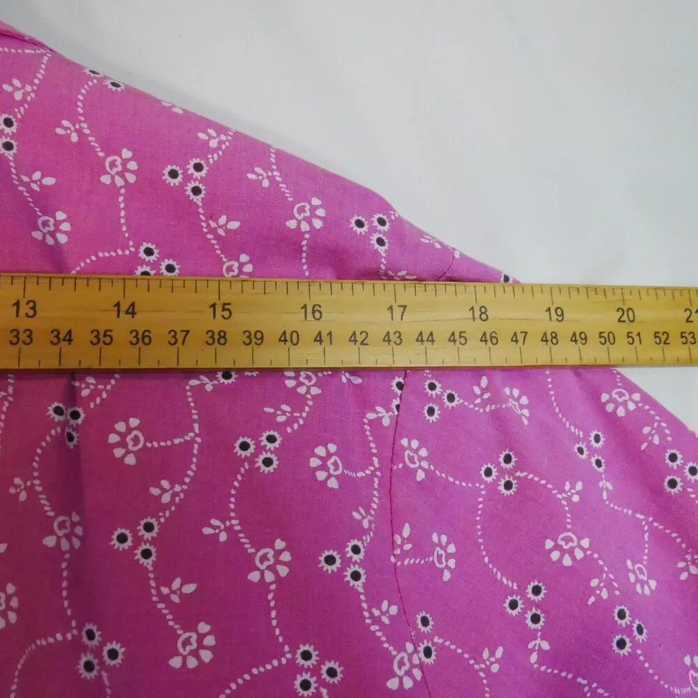 Boca Bay Womens Size L  Blouse Snap Button Pink Floral Short Sleeve - Picture 9 of 13
